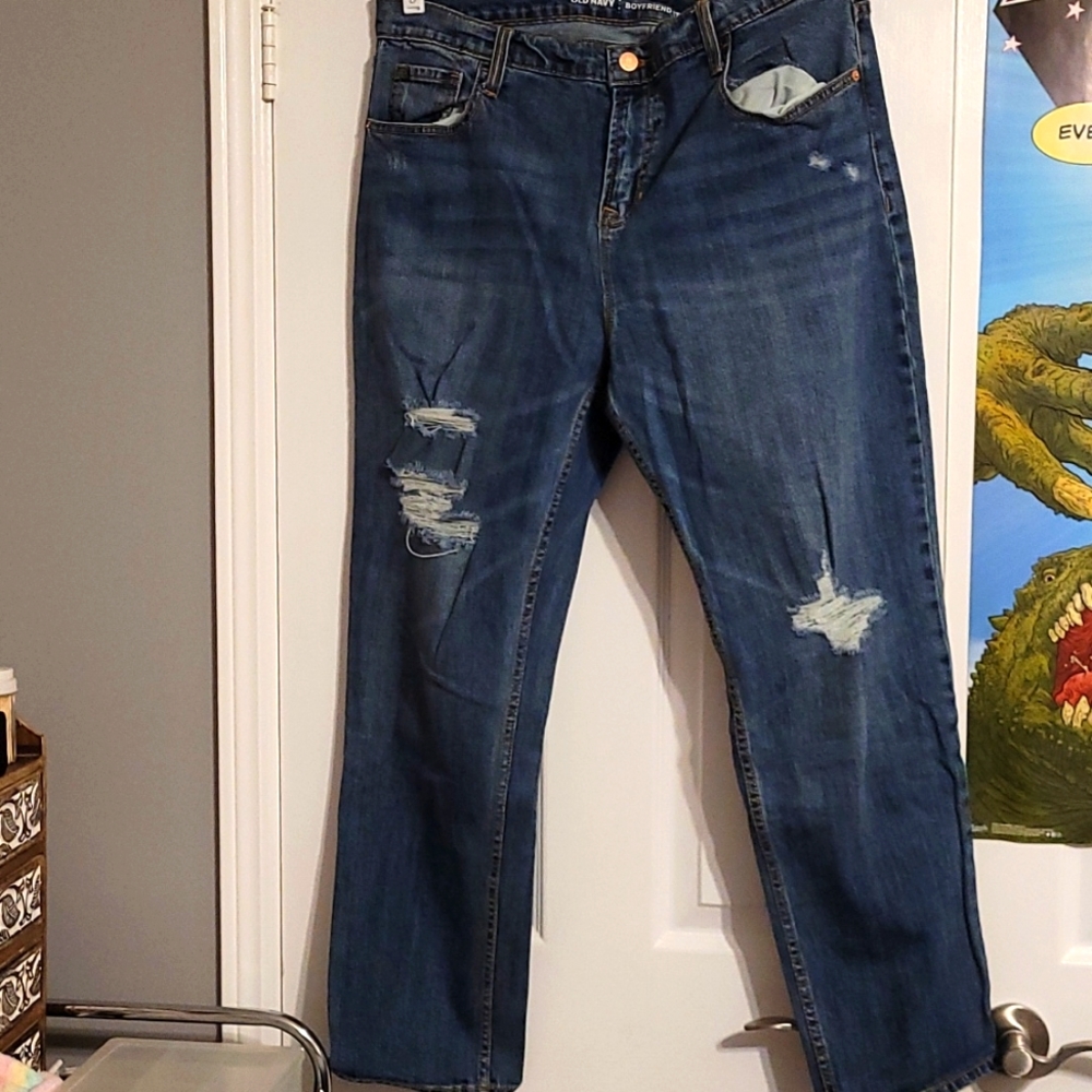 Distressed Straight Leg Boyfriend Jeans from Old Navy